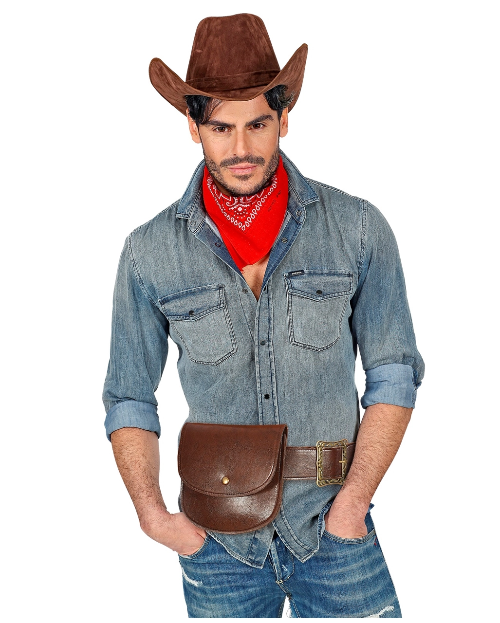 Kunstleder Gürtel Mit Tasche Braun – Bild 4