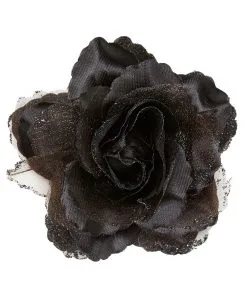 Schwarze Glitzer-Rose Haarspange