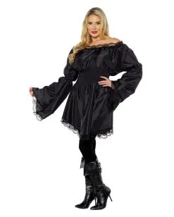 Longshirt Spitzenbluse Schwarz