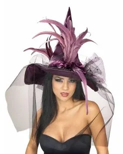 Violetter Hexenhut Mit Federn